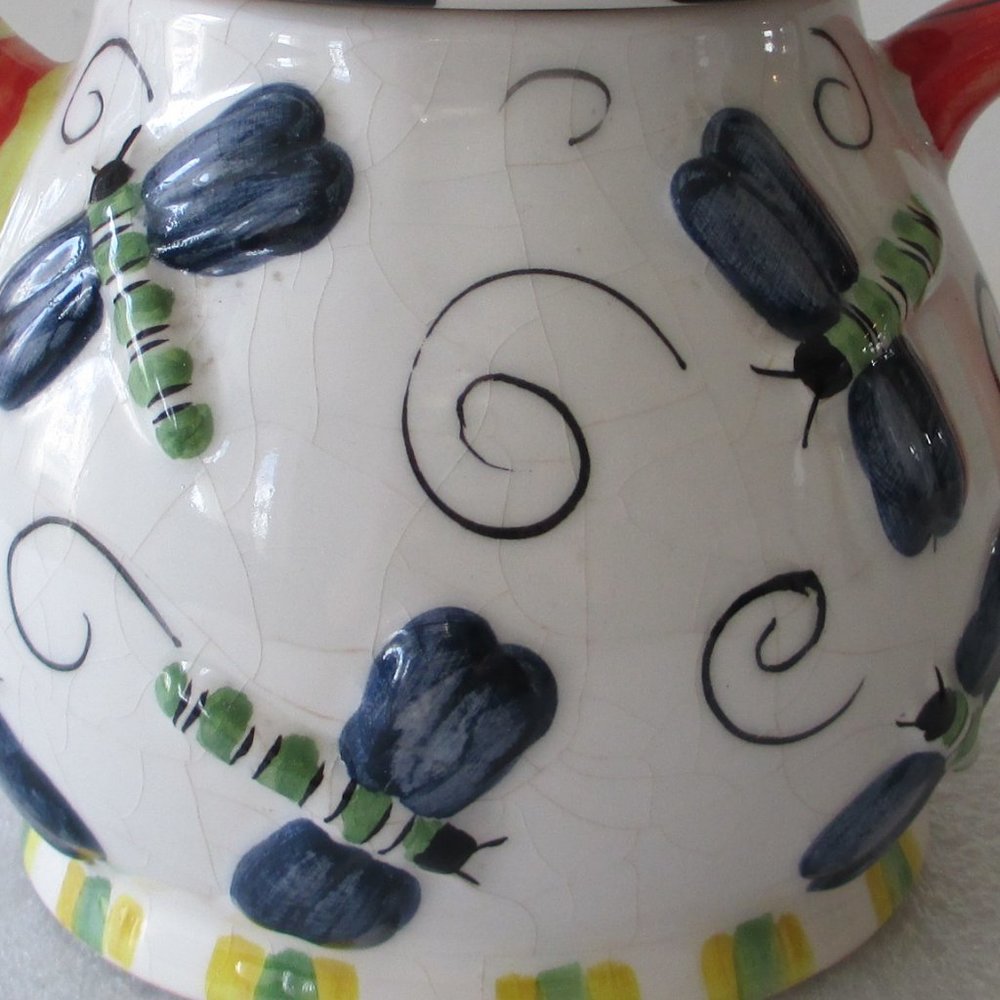 VINTAGE DRAGONFLY CERAMIC TEAPOT - Picture 7 of 14